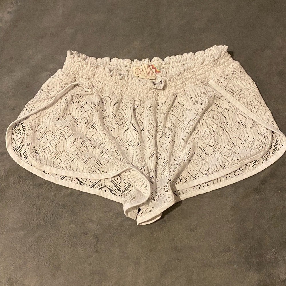 OP Cream Lace Swim Coverup Shorts